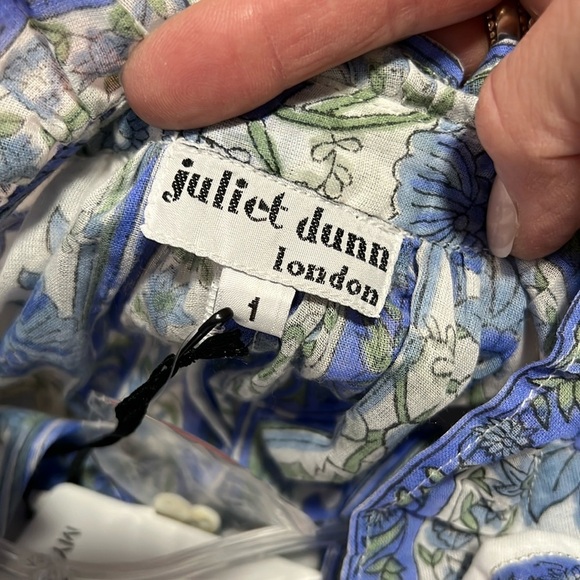 Juliet Dunn NWT Floral Mini Cotton Shirt Dress with Slip 1(4/6) - Picture 10 of 16